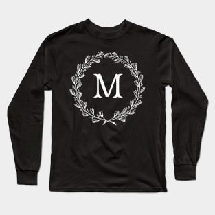 Beautiful Letter M Alphabet Initial Monogram Wreath Long Sleeve T-Shirt